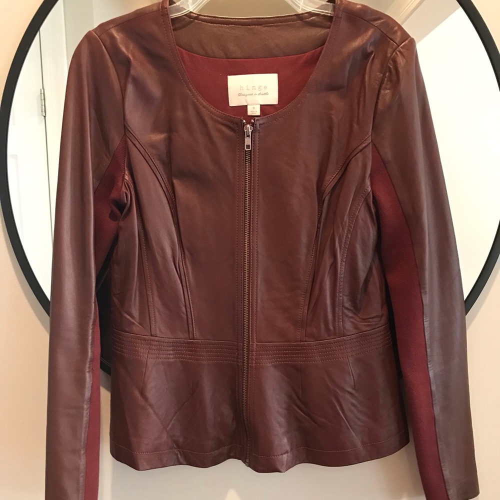 Burgundy Leather Hinge jacket, Sz M